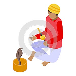 Culture snake charmer icon isometric vector. Sage india