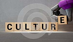 Culture word written on wood block