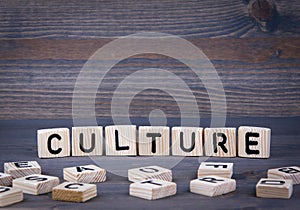 Culture word written on wood block