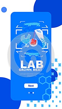 cultured red raw meat made from animal cells artificial lab grown meat production concept vertical