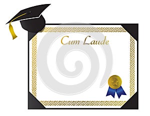 Laude College Diploma with cap and tassel