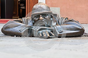 Cumil - statue in Bratislava, Slovakia