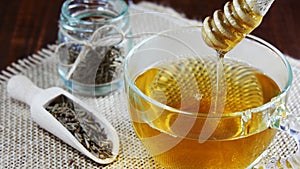Cumin seed tea with honey for weight loss closeup