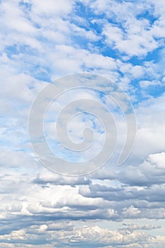 Cumuli white clouds in cloudy blue sky