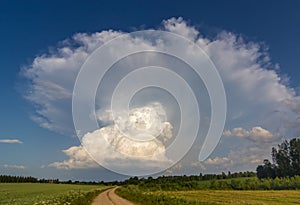 Cumulonimbus capillatus incus cloud, isolated storm cloud