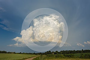 Cumulonimbus capillatus incus cloud, isolated storm cloud