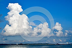 Cumulonimbus cloud form above tropical sea