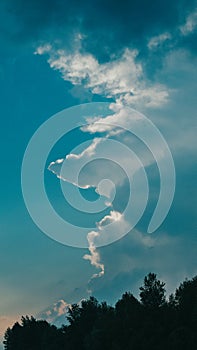 Cumulonimbus cloud formations on tropical blue sky , Nimbus moving , Abstract background from natural phenomenon and gray clouds