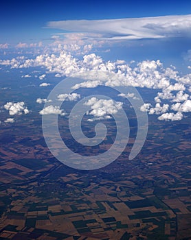 Cumulonimbus clouds aerial view