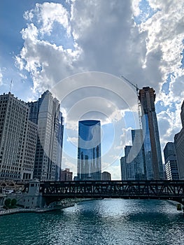 Cumulonimbus clouds hover over Chicago Loop after a storm photo