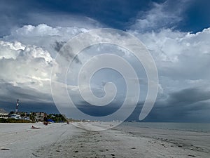 Cumulonimbus clouds moving in at Fort Myers Beach on Estero Island, Florida