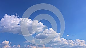 Cumulus cloud cloudscape timelapse. Summer blue sky time lapse. White clouds background. Cloud time lapse