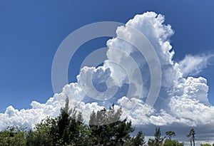 Cumulus Clouds Against Blue Sky