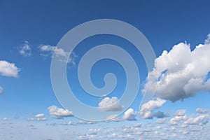 Cumulus clouds and blue sky. Beauty in nature.