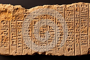 Cuneiform script on a clay tablet illustration photo photo