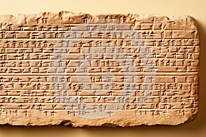 Cuneiform script on a clay tablet illustration photo photo