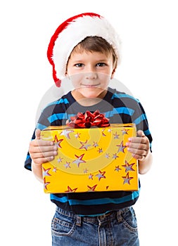 Cunning boy with gift box