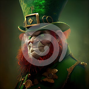 The cunning leprechaun thinks of all the gold he has - Generate Artificial Intelligente - AI photo
