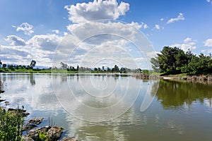 Cunningham Lake on a sunny day, San Jose, south San Francisco bay area, California