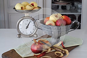 Cup of Apples and Kitchen Scale