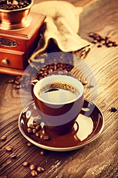 Cup of aromatic coffee