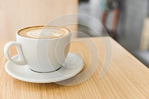 cup art latte cappuccino coffee wooden table. High quality photo