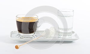 Cup of black coffee. Espresso with water