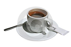 Cup of black coffee isolated over white background