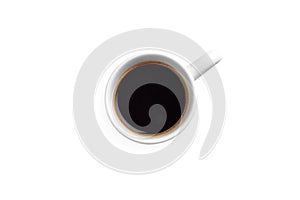 Cup of black coffee top view