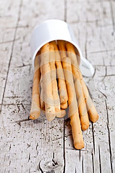 Cup with bread sticks grissini