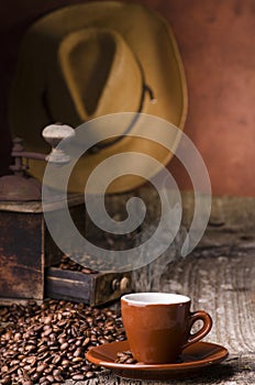 Still life.ambientazione vintage with coffee photo