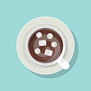 Cup of cacao with marshmallows and ground cinnamon