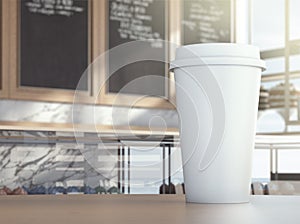 Cup on cafe table