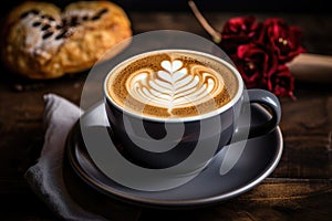 Cup of cafee, a cozy and inviting moment that offers a respite from the bustle of the day. AI Generated