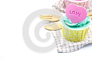 Cup cake and apron, isolated