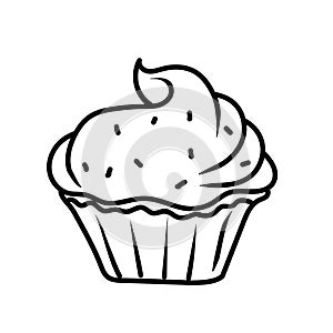 Cup cake black line drawing photo