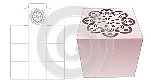 Cup cake box with stenciled mandala die cut template
