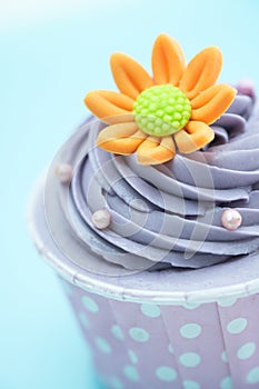 Cup cake on colorful background