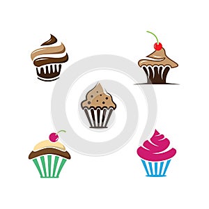 Cup cake logo vector icon