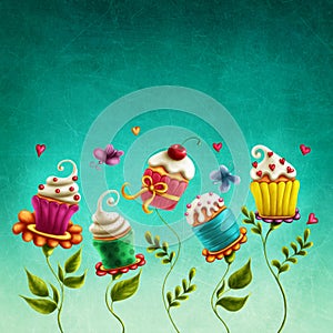 Cup cakes flowers