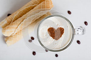 Cup of Cappuccino with Ã¯Â¿Â½innamon and Pastry