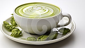 cup of cappuccino with mint HD 8K wallpaper stock photographic image