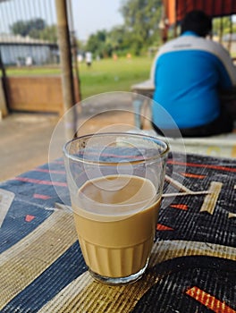 cup of capuchino coffee on the table