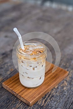 Cup of capuchino coffee on the table