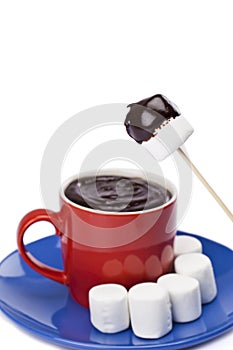 Cup of chocolate with white mallows