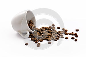 Cup with coffe beans