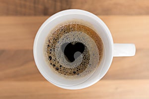 Cup of coffe with heart shape in foam photo