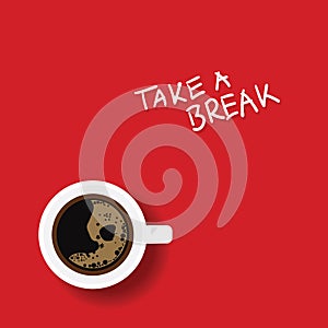 Cup of coffe illustration on red