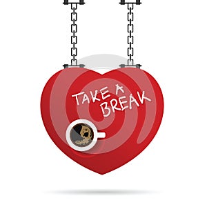 Cup of coffe illustration in red heart