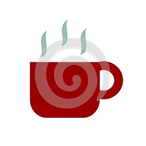 cup coffe tea hot red icon flat